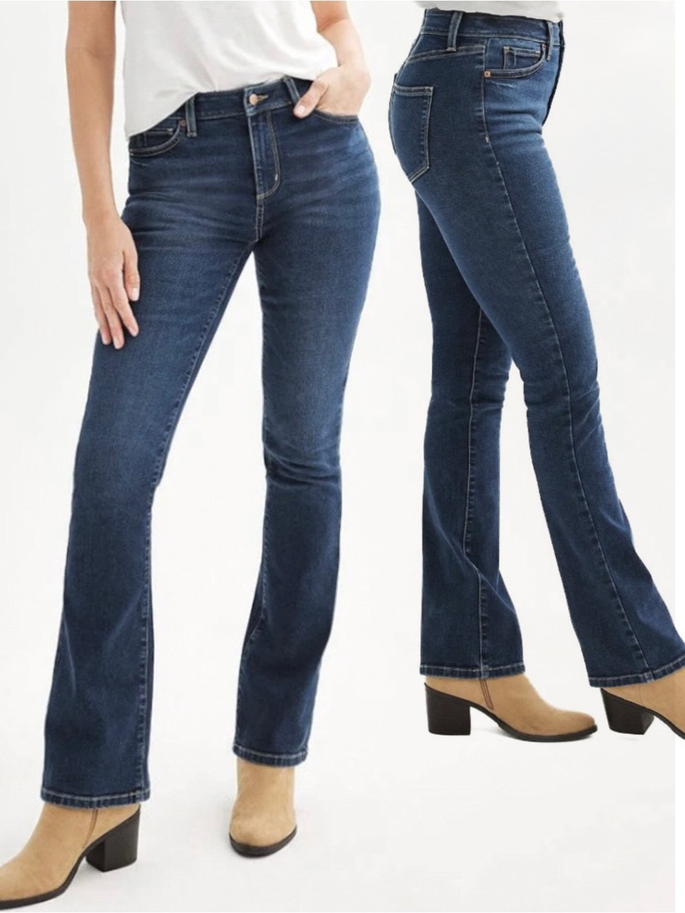 Sonoma Mid-Rise Bootcut Blue Jeans Dark Wash Lot of Two Pairs NWOT - Picture 3 of 12